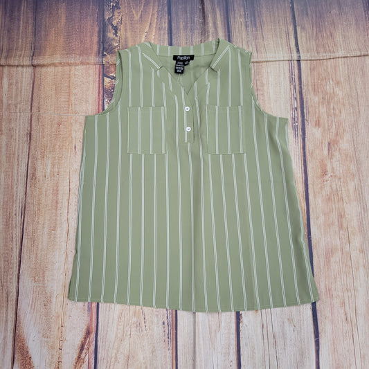 PAPILLON GREEN AND WHITE STRIPED HENLEY