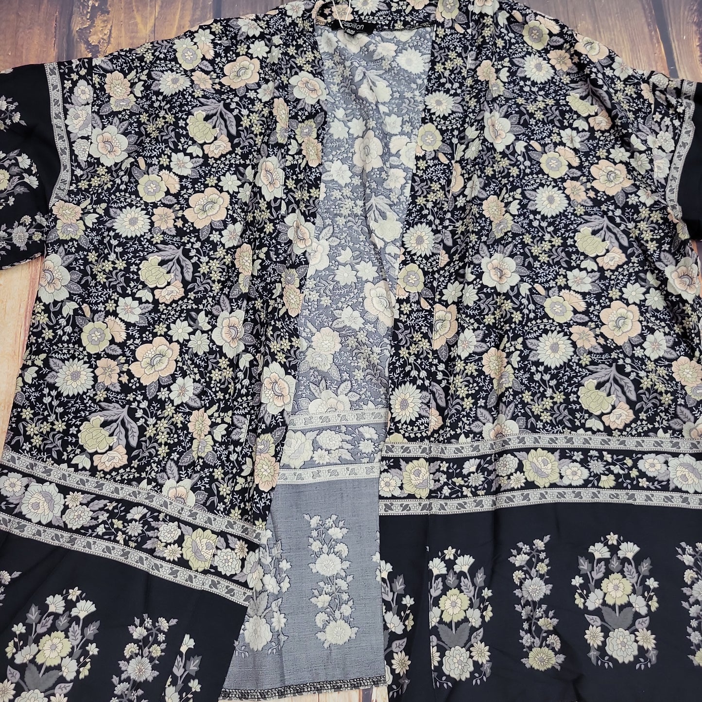 CLEARANCE PAPILLON CHARCOAL FLORAL PRINT COVERUP