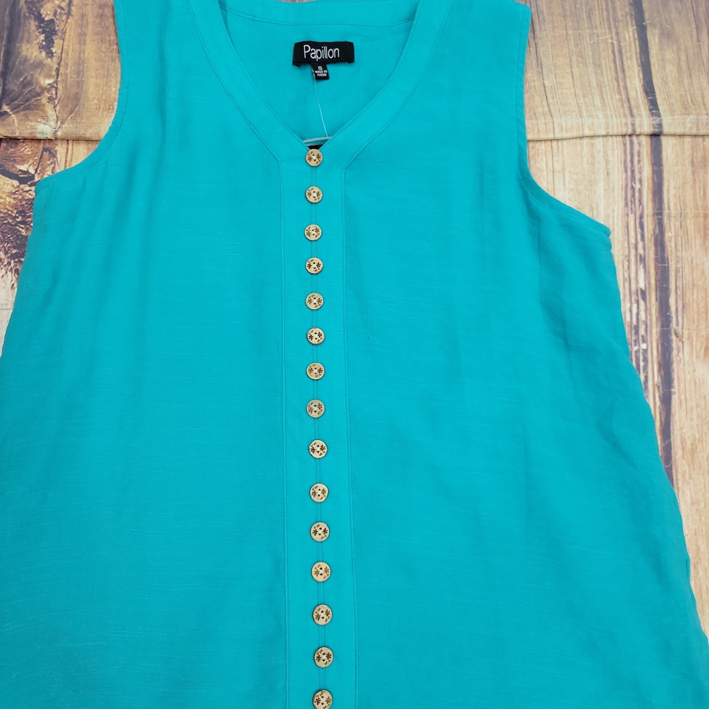PAPILLON TEAL BUTTON FRONT TANK