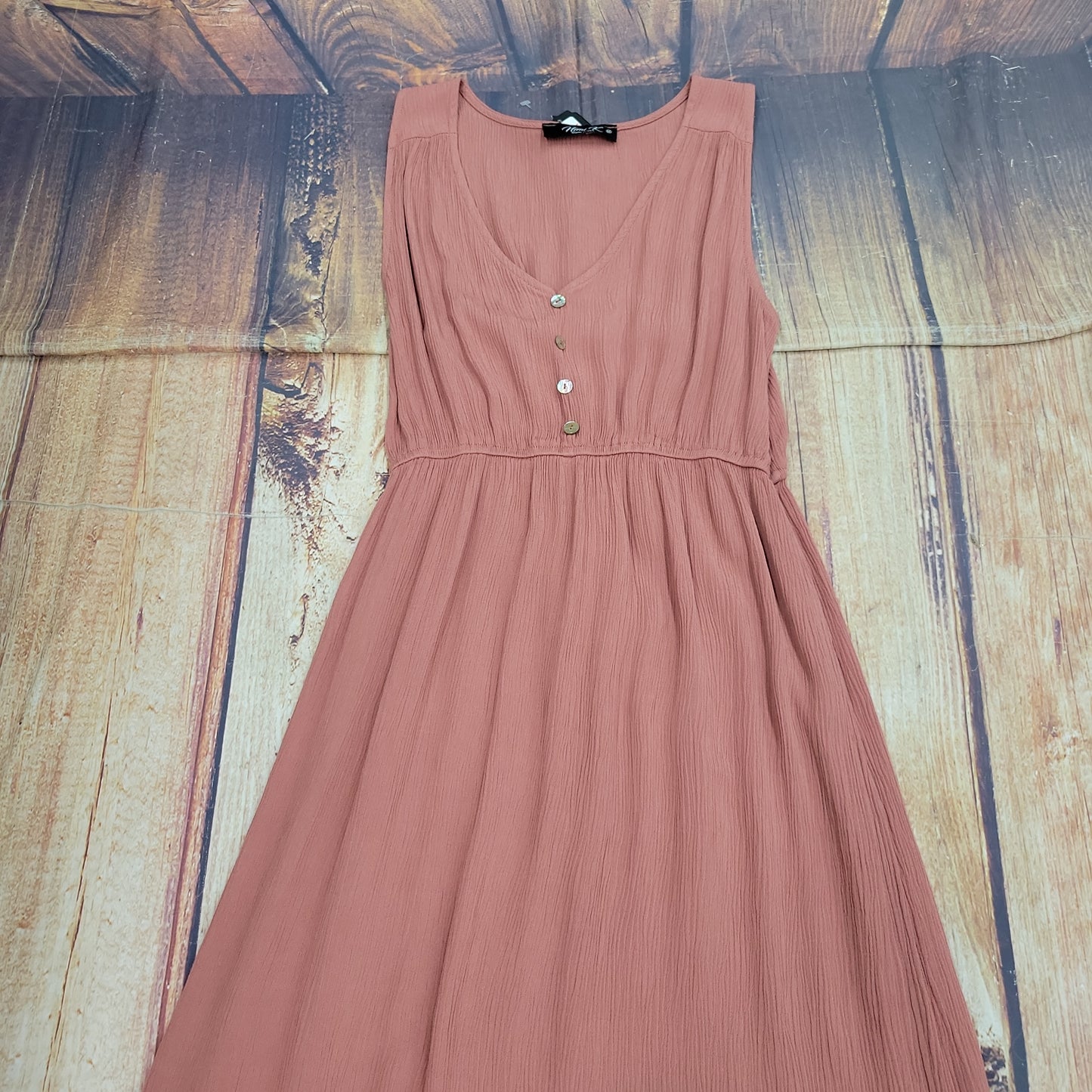 PAPILLON NIMI K CRINKLE MIDI RUFFLE HEM DRESS-ROSEWOOD