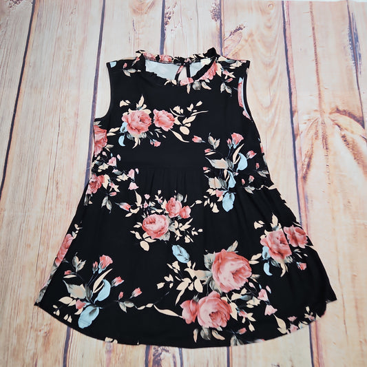 7TH RAY BLACK FLORAL SLEEVELESS TOP