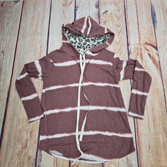 7TH RAY DUSTY ROSE/WHITE STRIPE HOODIE