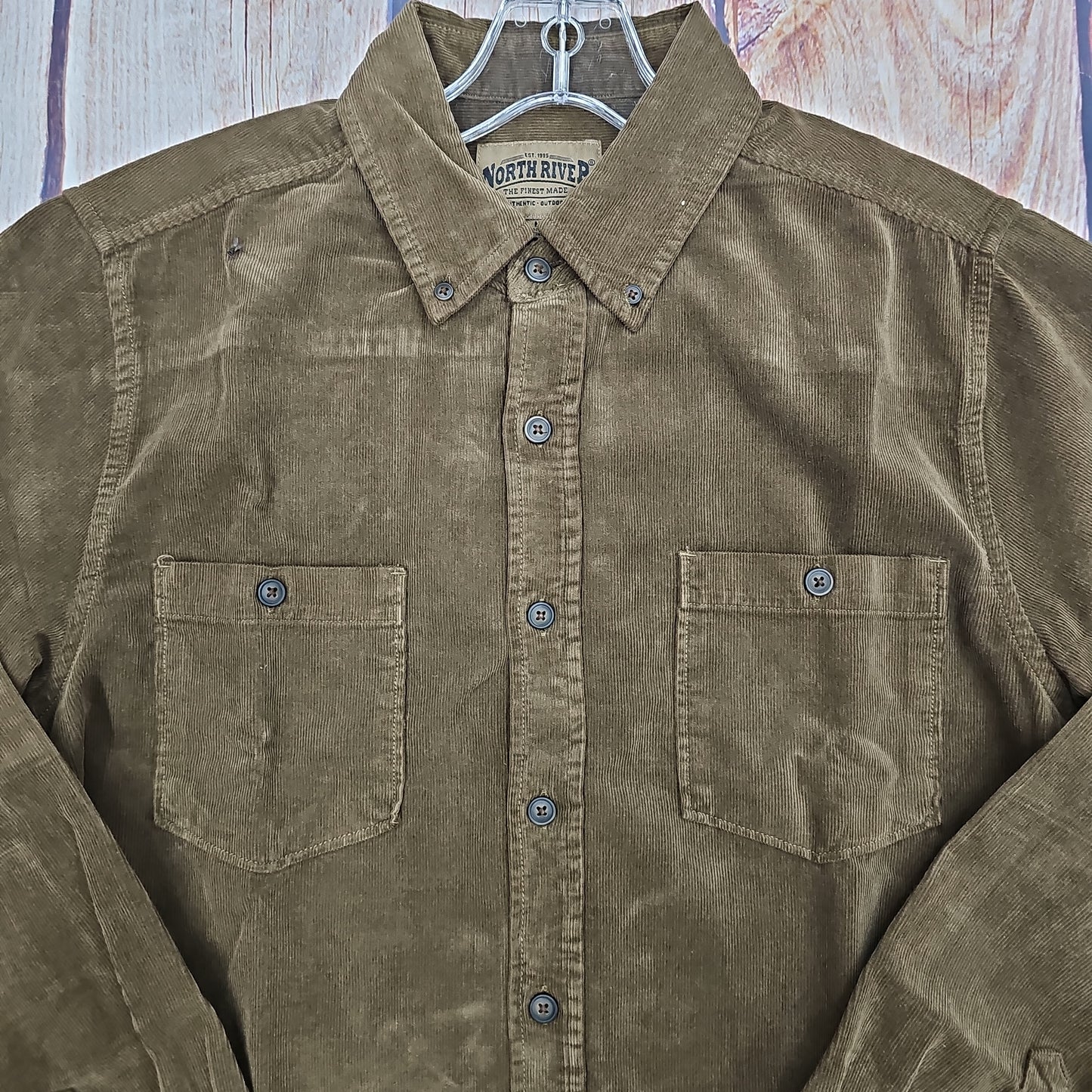 NORTH RIVER MEN'S GARMENT DYED CORDUROY L/S SHIRT EARTH NRM6387