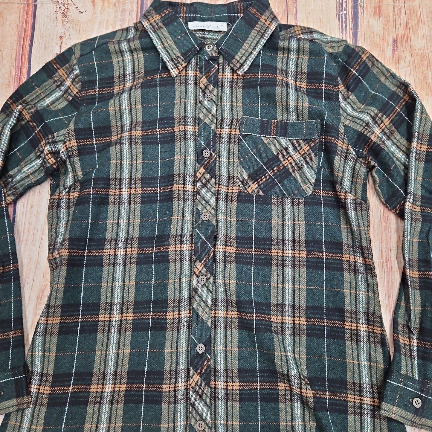KEREN HART PLAID LONG SLEEVE BUTTON UP SHIRT 75007
