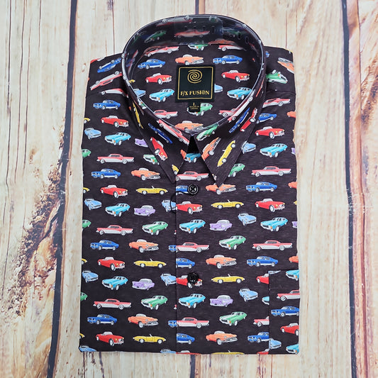 CLEARANCE FX FUSION VINTAGE CAR BUTTON UP
