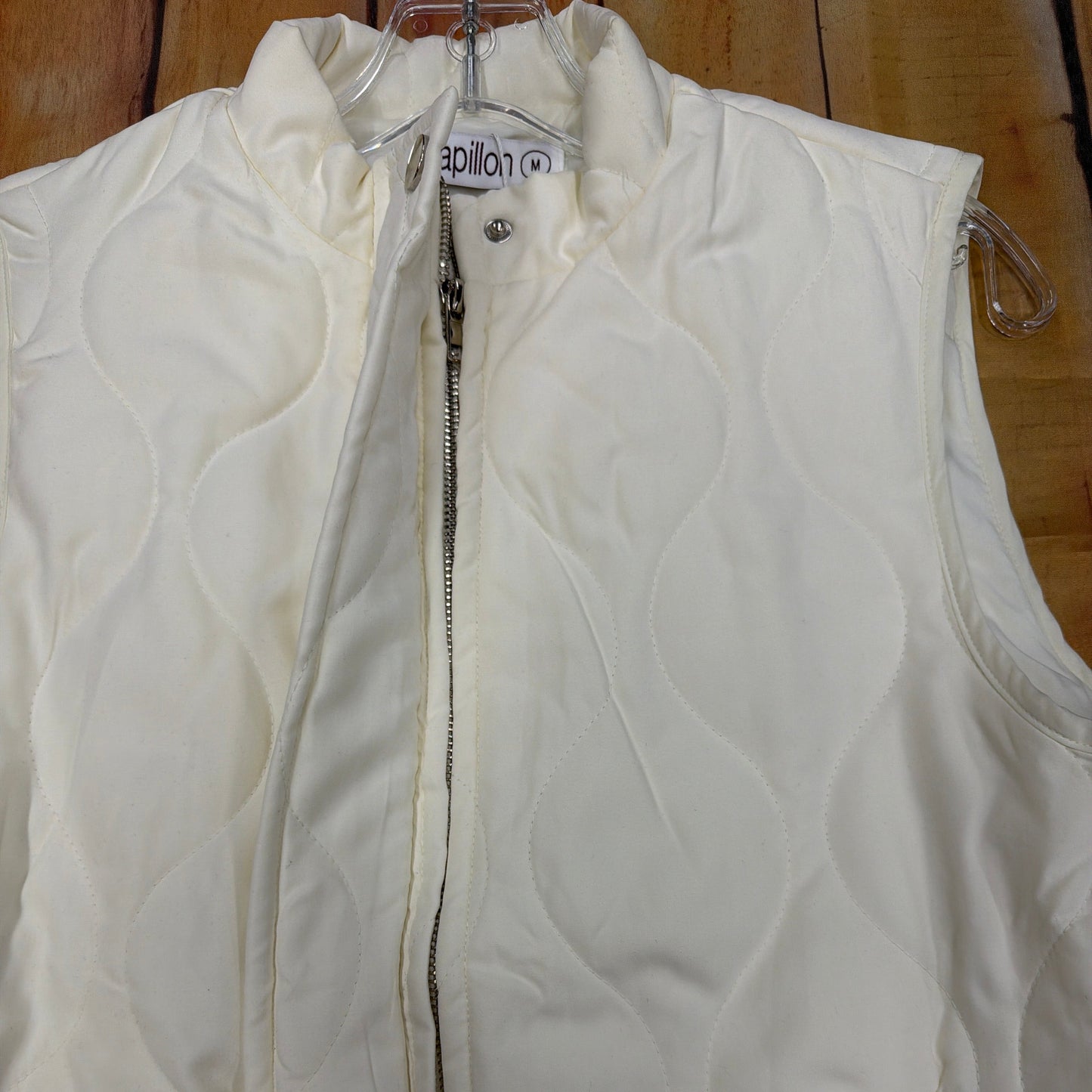 PAPILLON WOMENS QUILED ZIP VEST CREAM W/ POCKETS JT2170