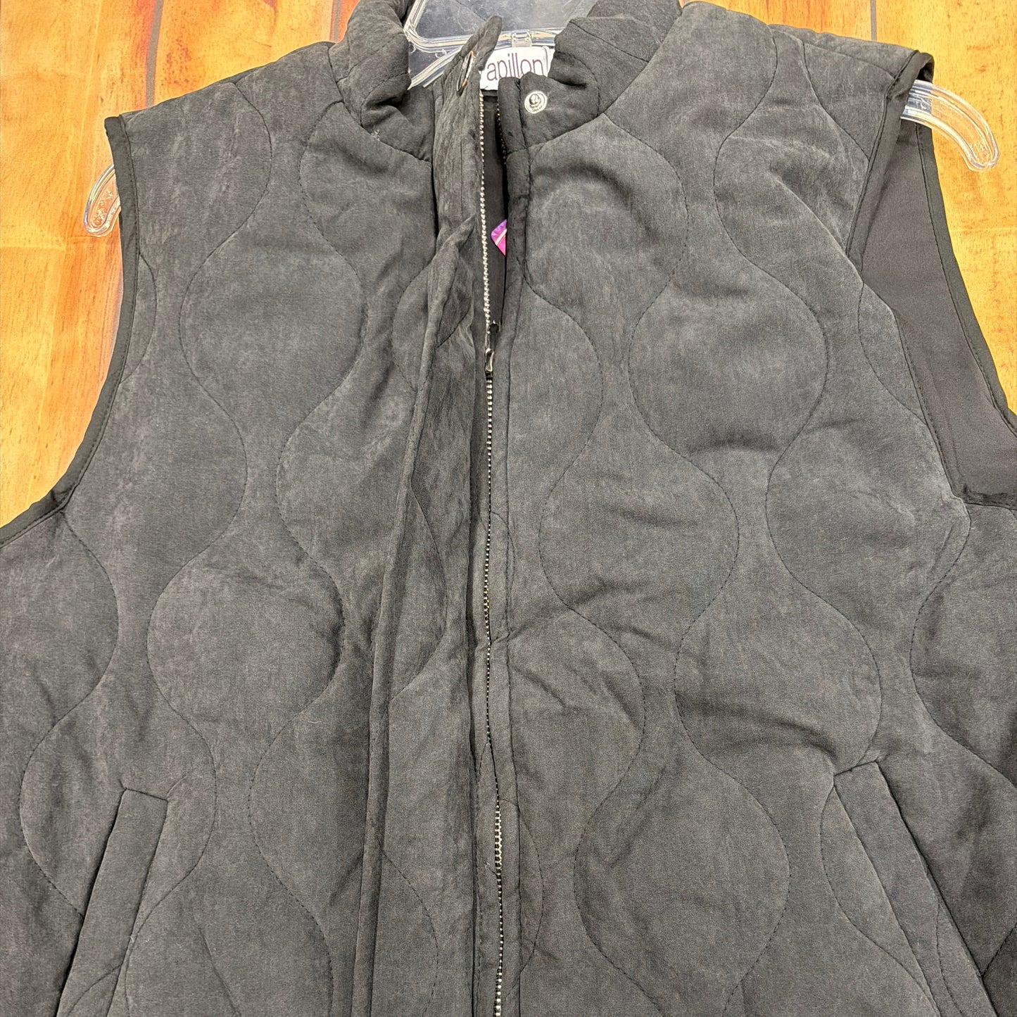 PAPILLON WOMENS QUILTED ZIP VEST W/ POCKETS BLACK JT21730