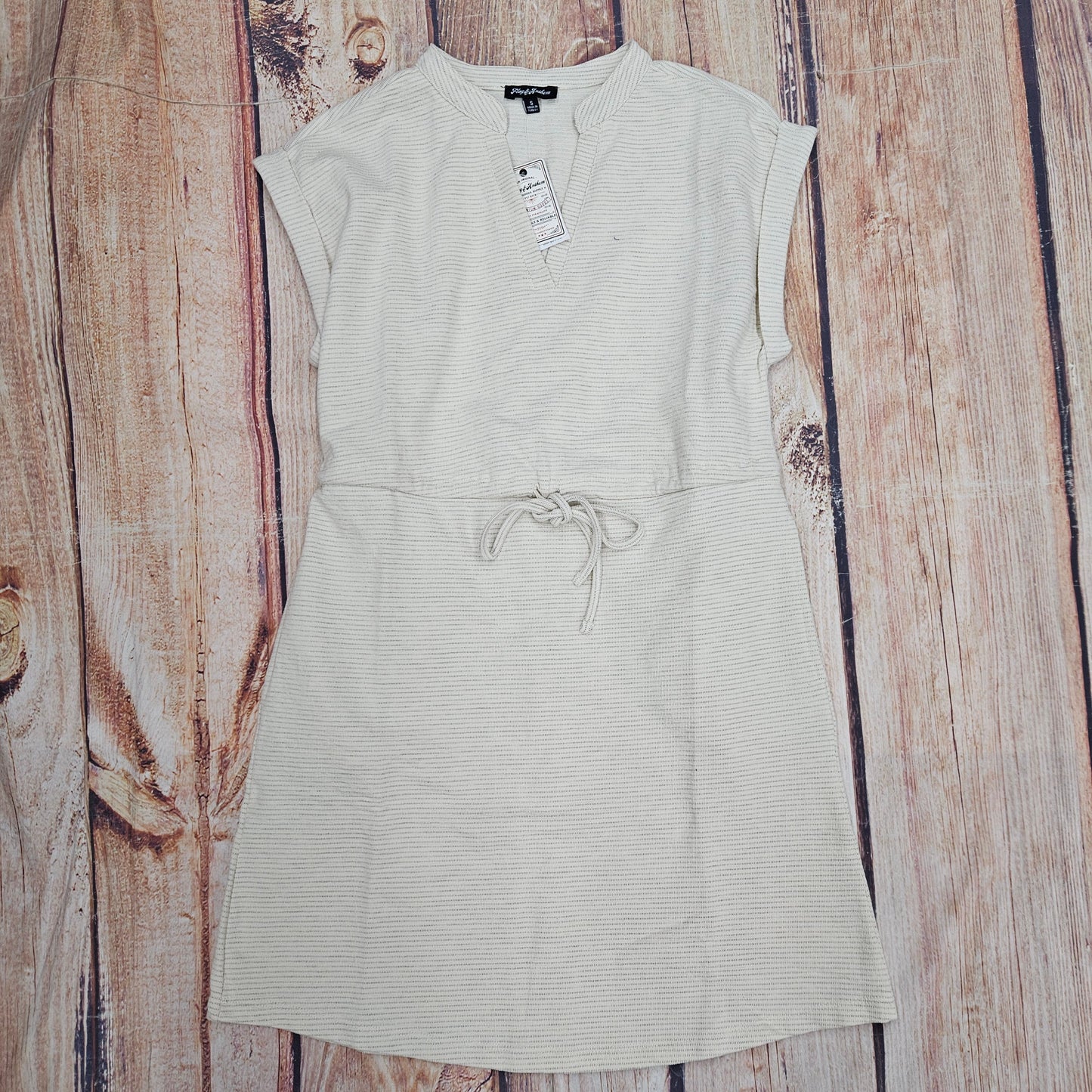 FLAG AND ANTHEM WOMENS SHERRILL SS MINI STRIPE KNIT MINI DRESS WITH CINCHED WAIST SP24KD9036W