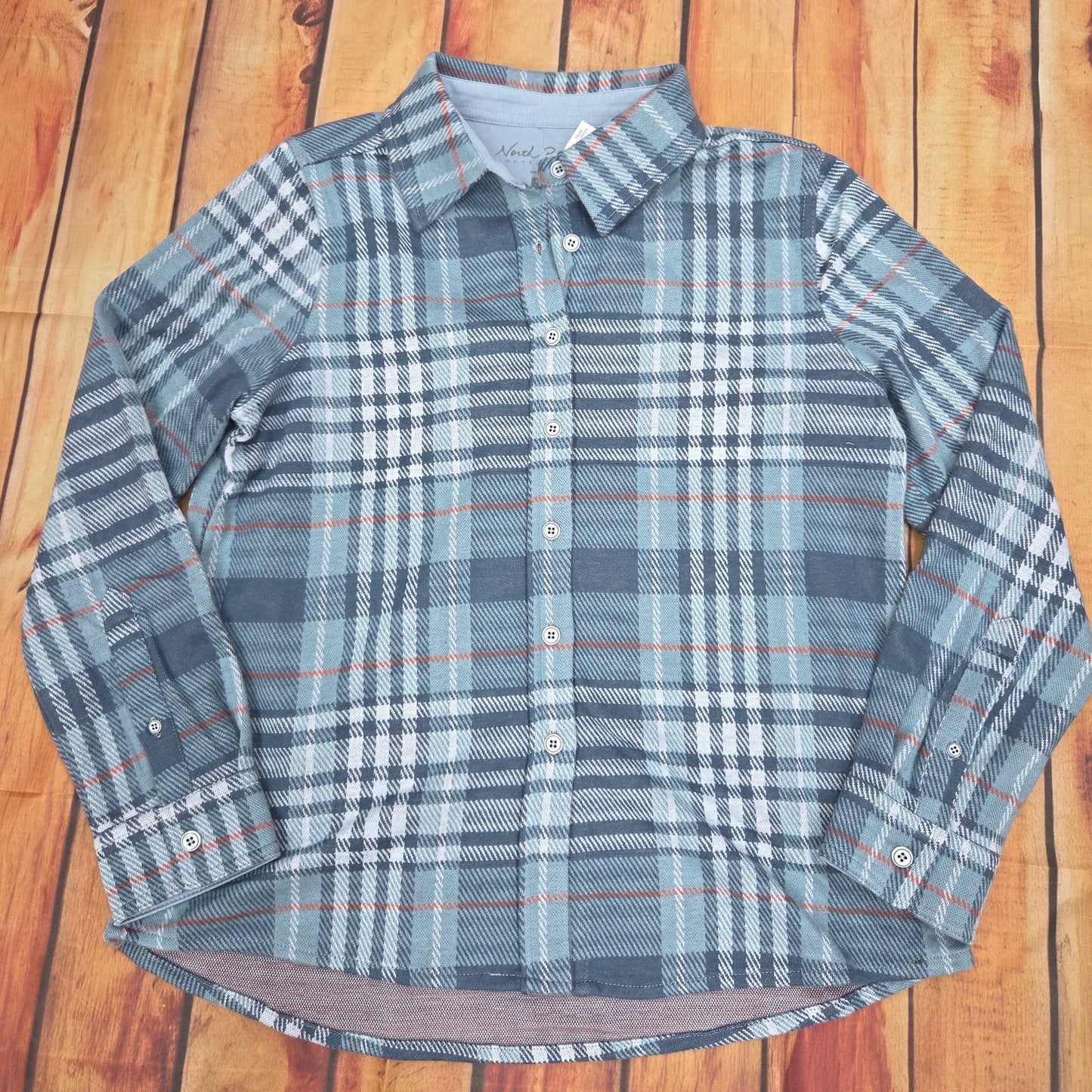 NORTH RIVER WOMENS WILL KNIT BUTTON FRONT SHIRT NRL2668 MINERAL BLUE