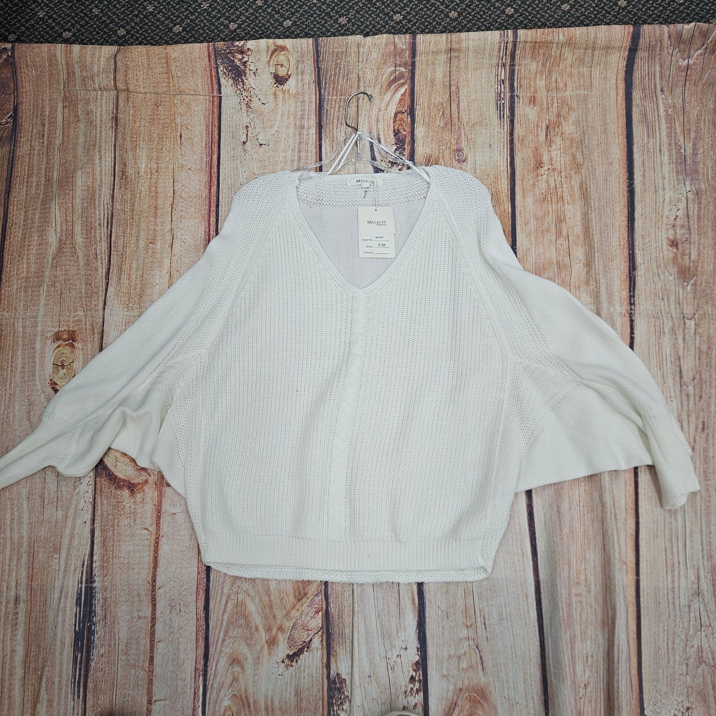 ASHLEY CLOTHING VNECK ACRYLIC SWEATER IVORY 8165