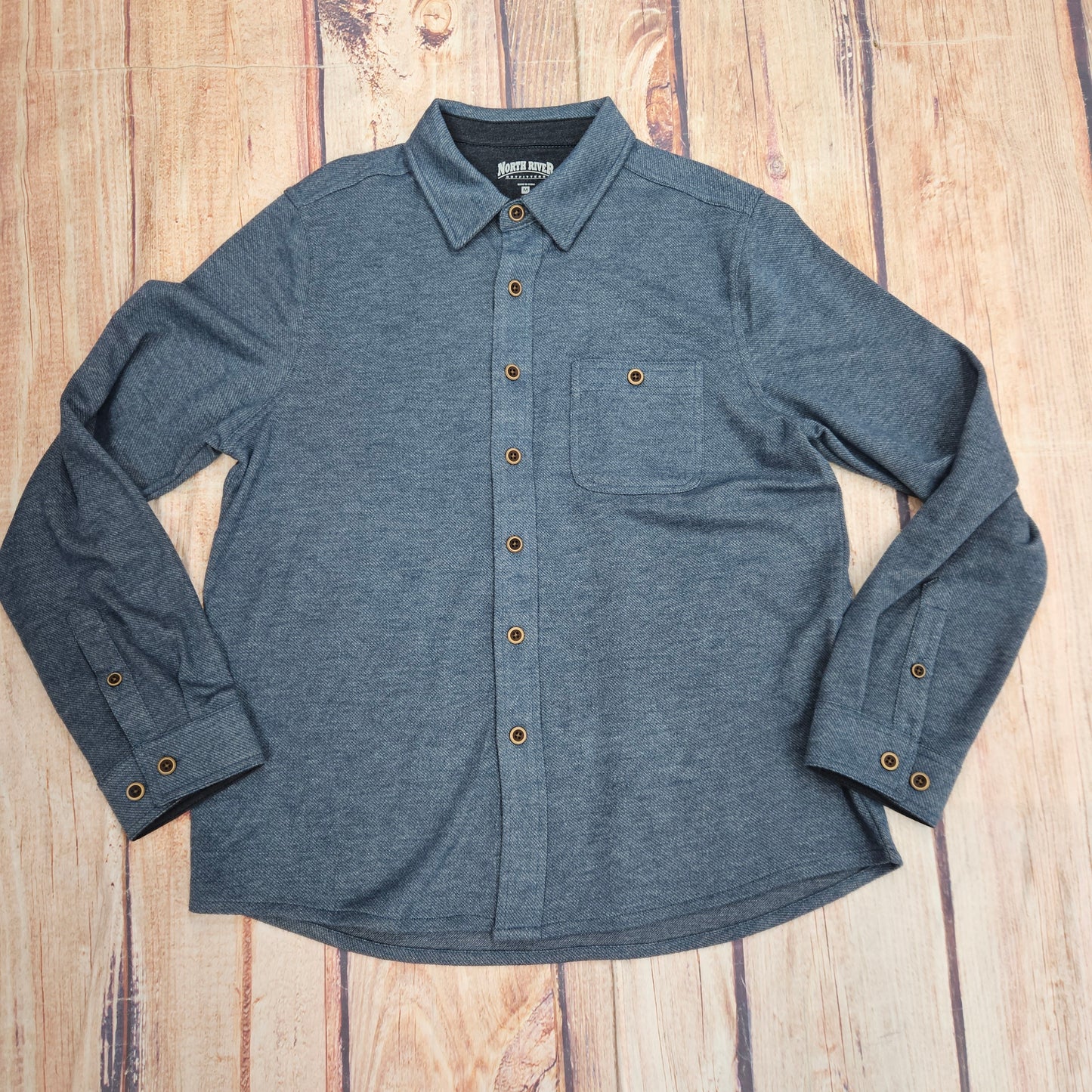 NORTH RIVER MNS TWO TONE LONG SLEEVE BUTTON UP SOFT NRM2227