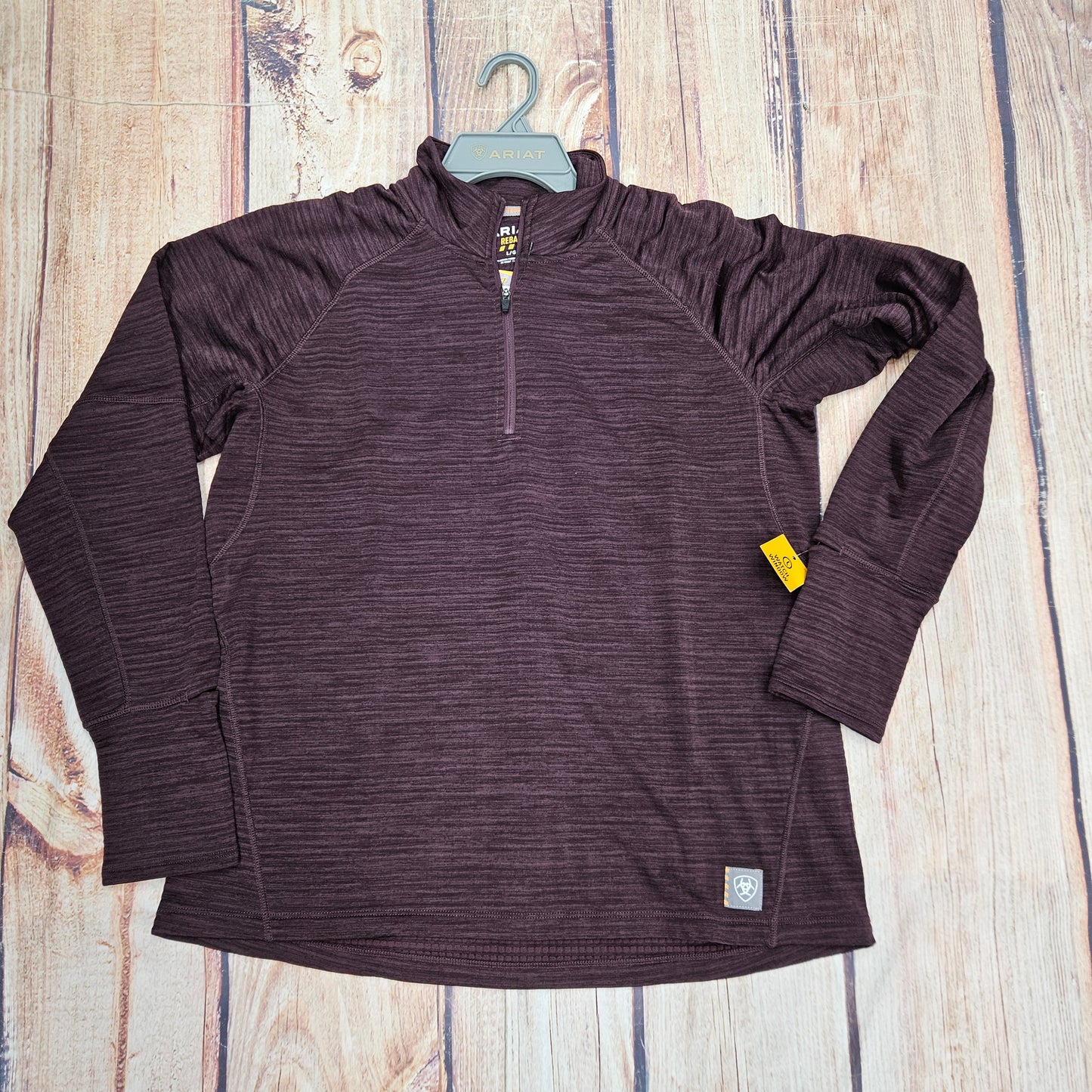 ARIAT WMNS RBR GRIDWRK LS 1/4 ZIP BURGANDY 10062610