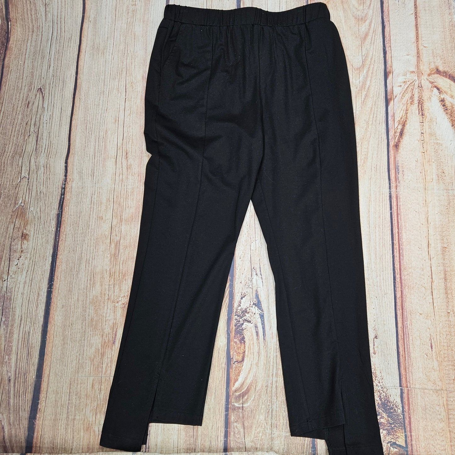 PAPILLON BLACK SOFT STRETCHY PANT WITH SPLIT HEM