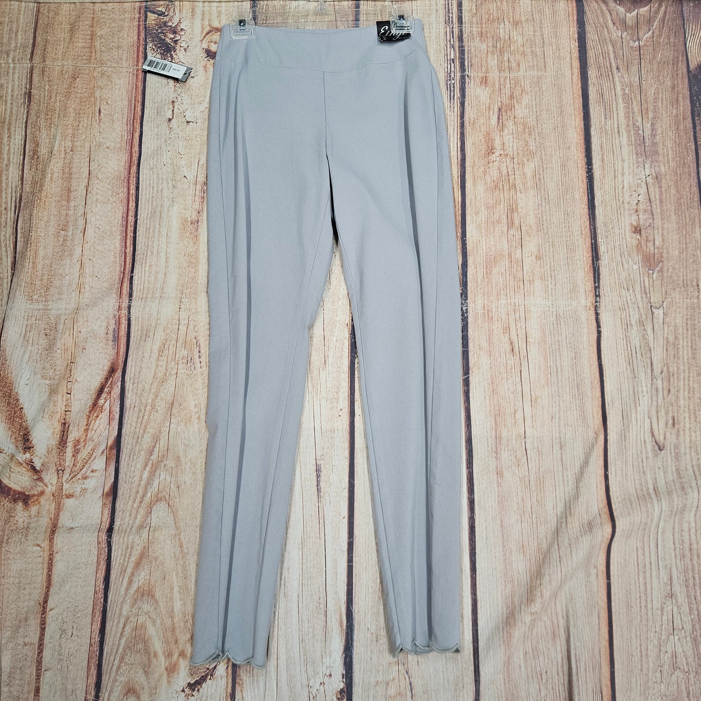 ETHYL LIGHT GRAY PULL ON PANTS WITH SCALLOPED HEM P304BSIL