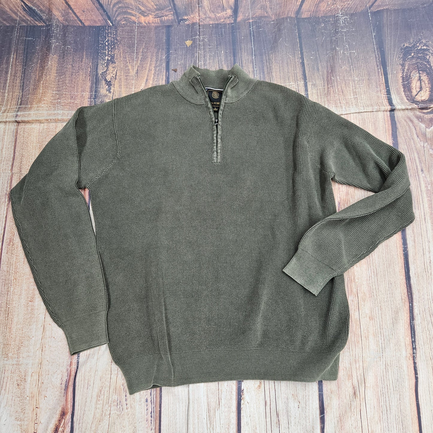 FX FUSION BABY THERMAL OLIVE 1/4 ZIP SWEATER