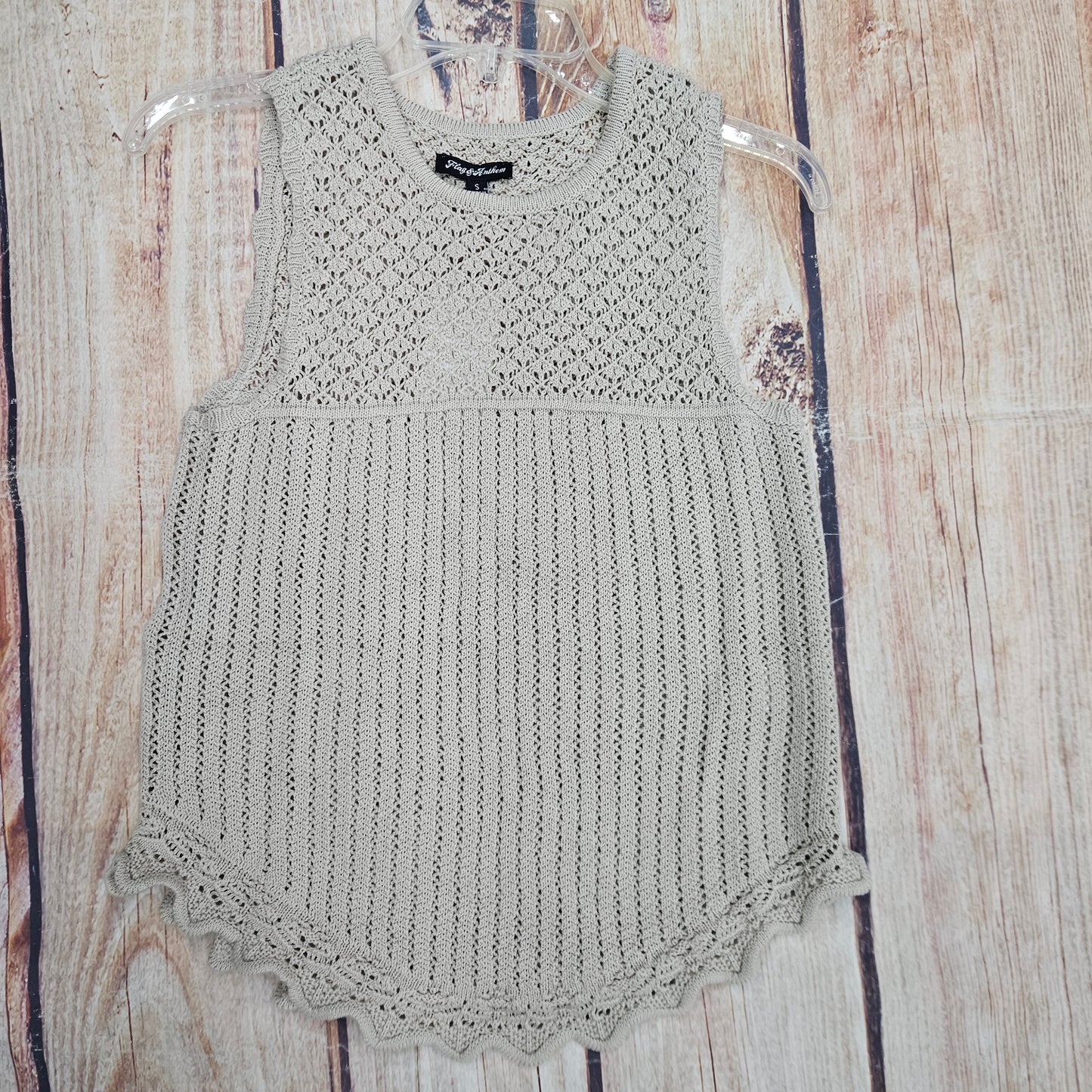 FLAG AND ANTHEM CROCHET TANK BEIGE