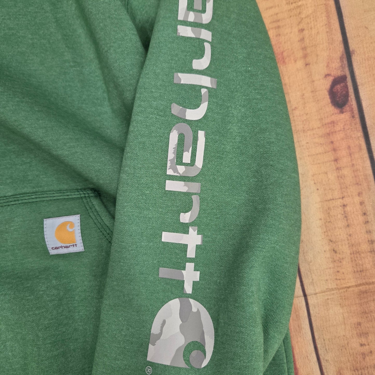 CARHARTT MIDWEIGHT LOGO HOODED SWEATSHIRT K288-GR4