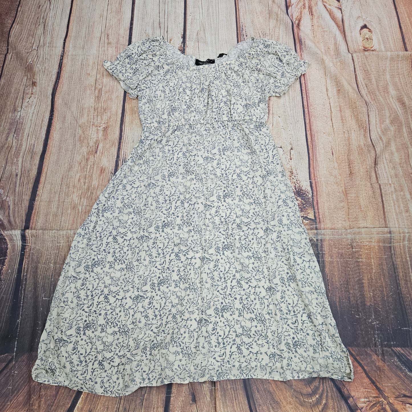 PAPILLON FLORAL OTS PUFF SLEEVE DRESS WITH ELASTIC WAIST PD18591