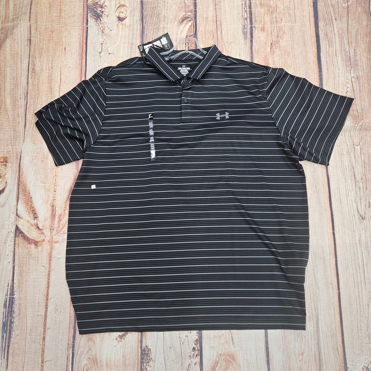 UNDER ARMOUR MENS MATCHPLAY STRIPE POLO BLK 6010980-001