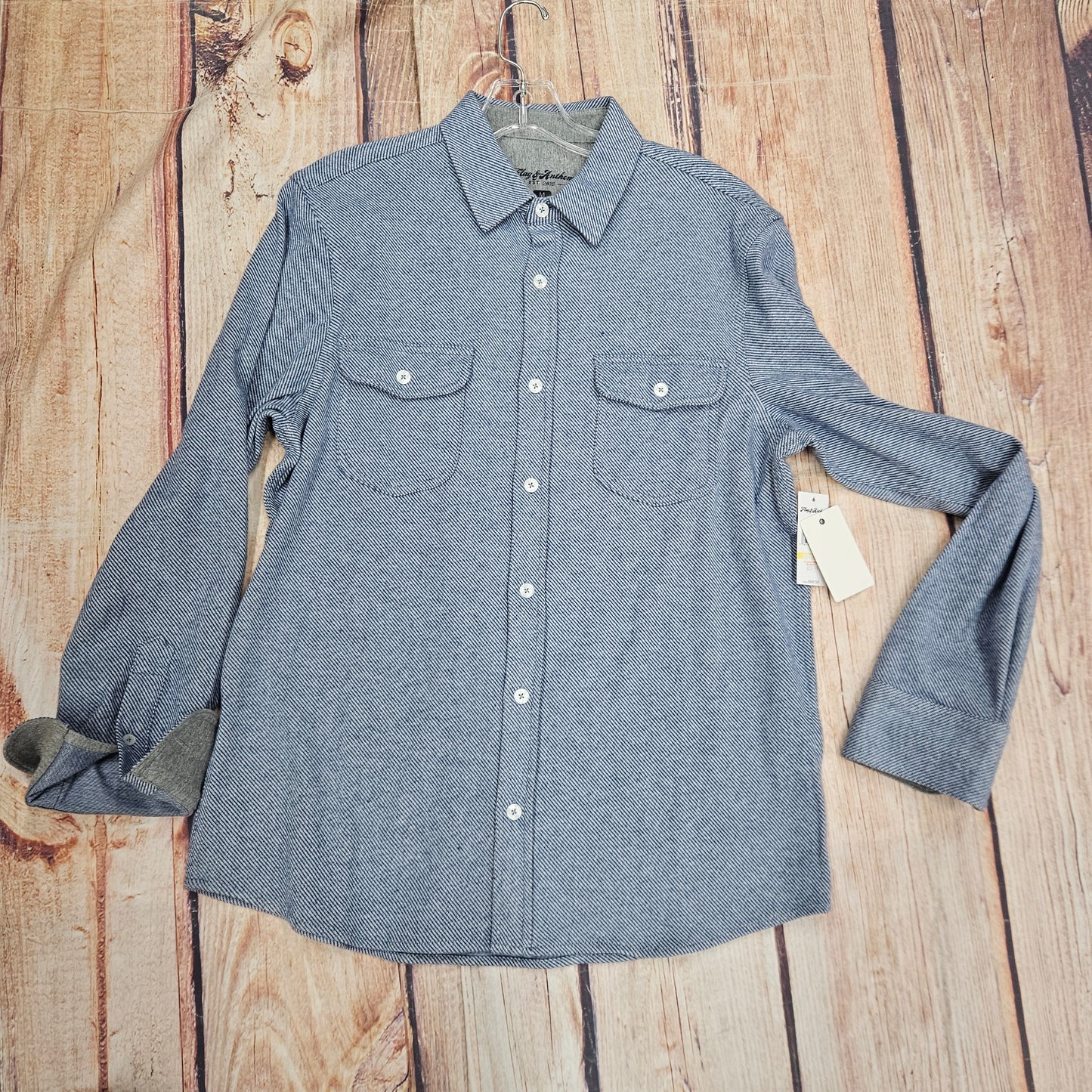 FLAG AND ANTHEM LS STRIPE BUTTON UP M-FA24WS2174