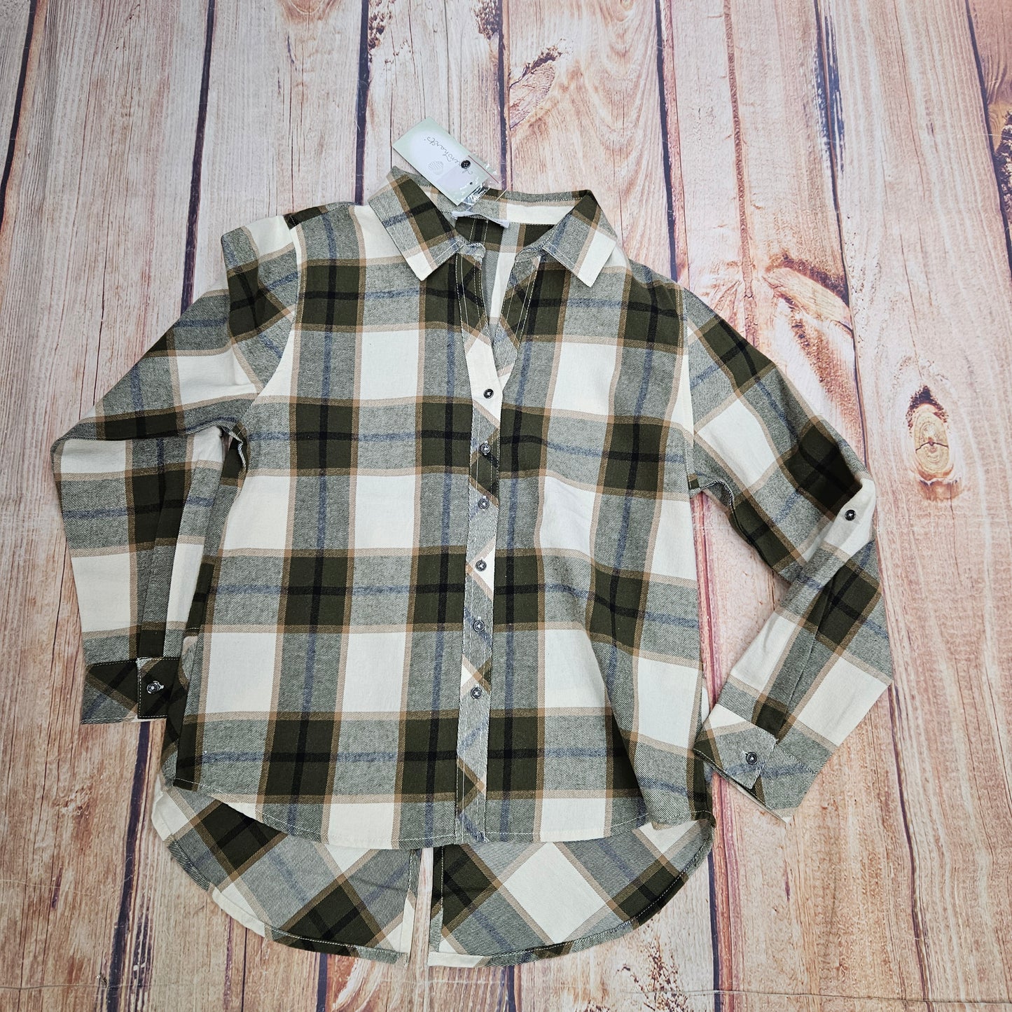 KEREN HART LONG SLEEVE FLANNEL BUTTON UP 77062 CLEARANCE
