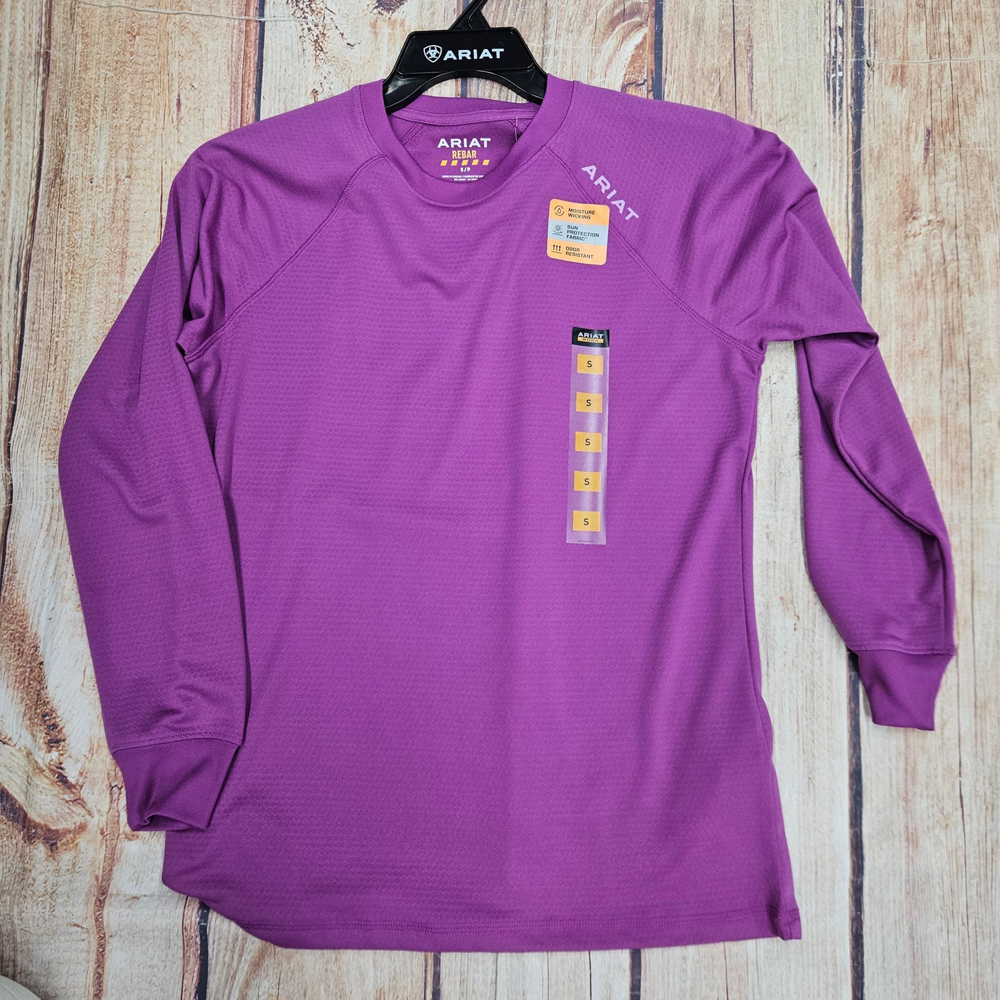 ARIAT WOMENS REBAR HEAT FIGHTER ESSENTIAL LS TSHRIT WILLOWHERB 10054536