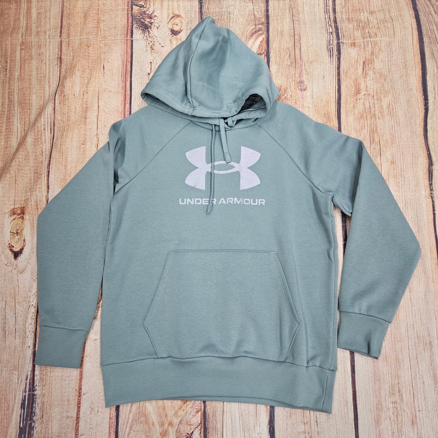UNDER ARMOUR WOMENS RIVAL FLC SHIMMER HOODIE GREEN 6003710