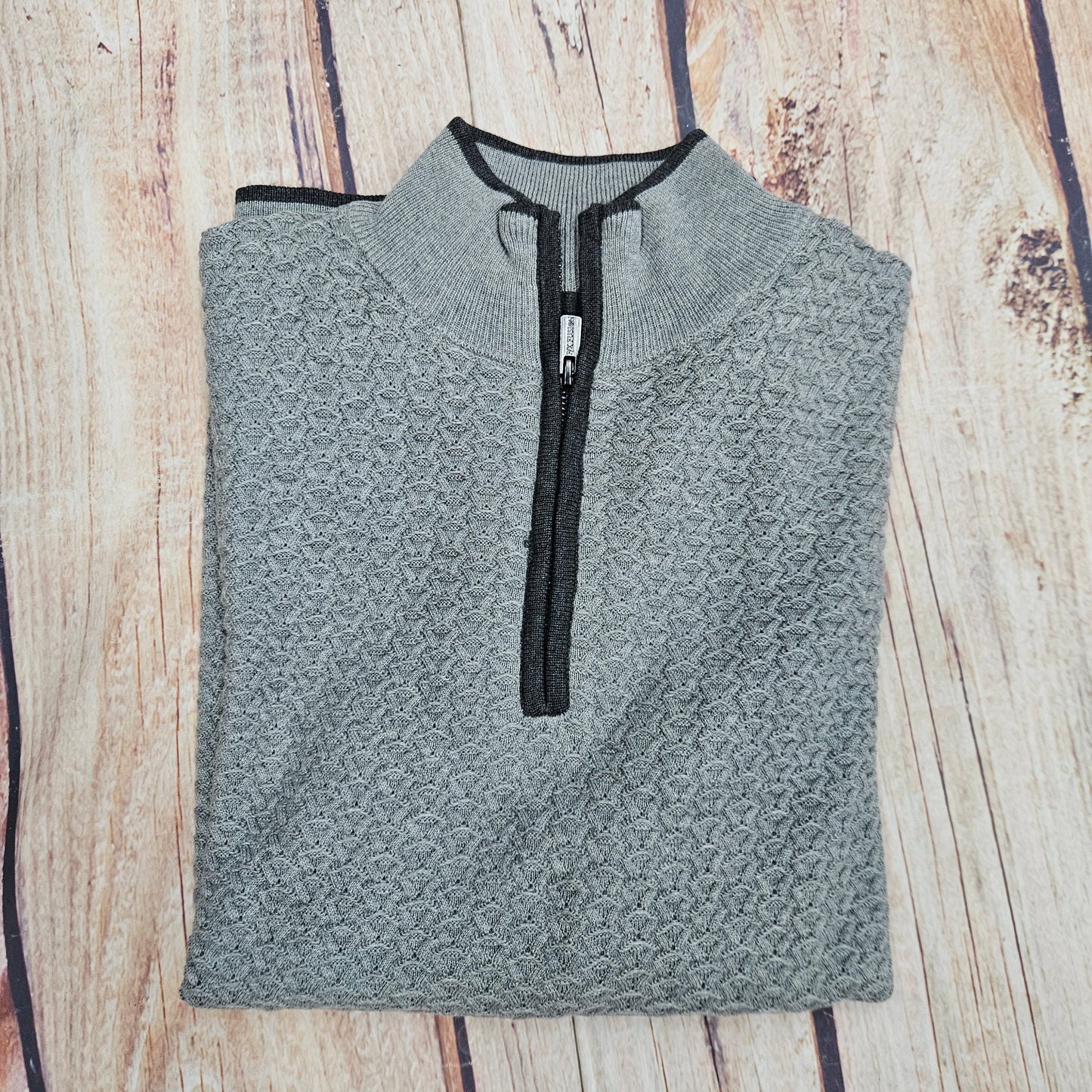 F/X FUSION 1/4 ZIP TEXTURED MOCK SILVER HEATHER SWEATER 10073