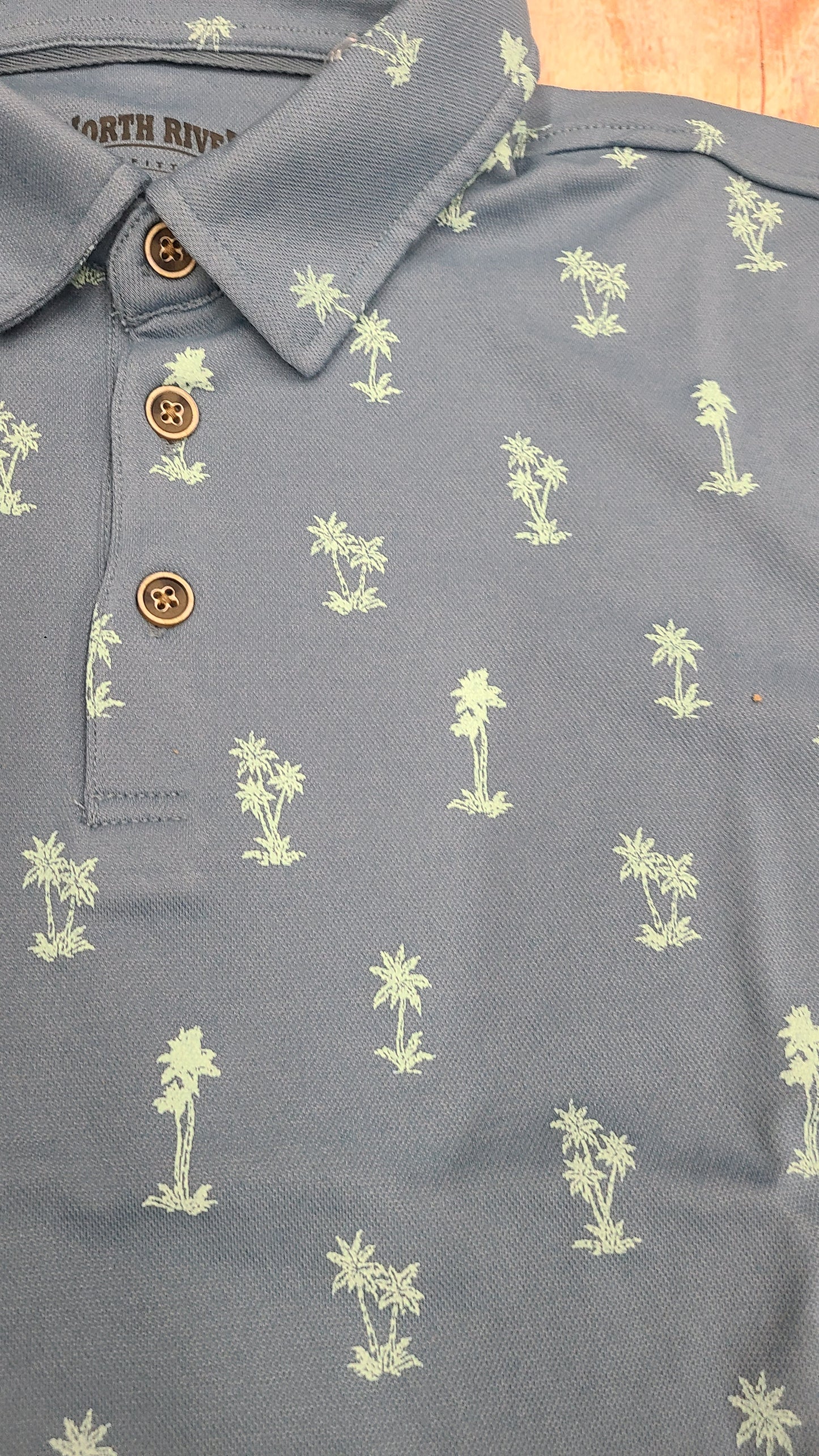 NORTH RIVER PRINTED PIQUE POLO BLUE HAWAIIAN NRM1238