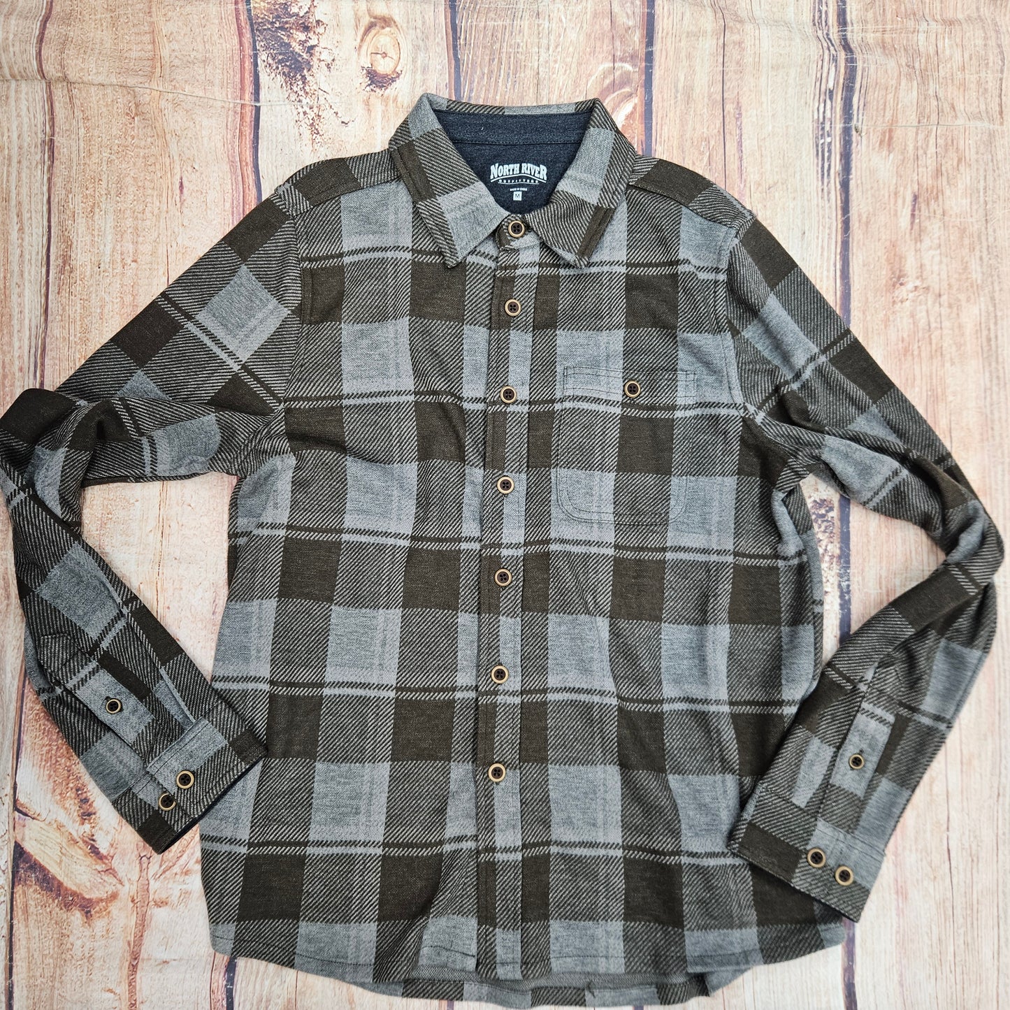 NORTH RIVER MNS JAQUARD KNIT LS SHIRT NRM2228