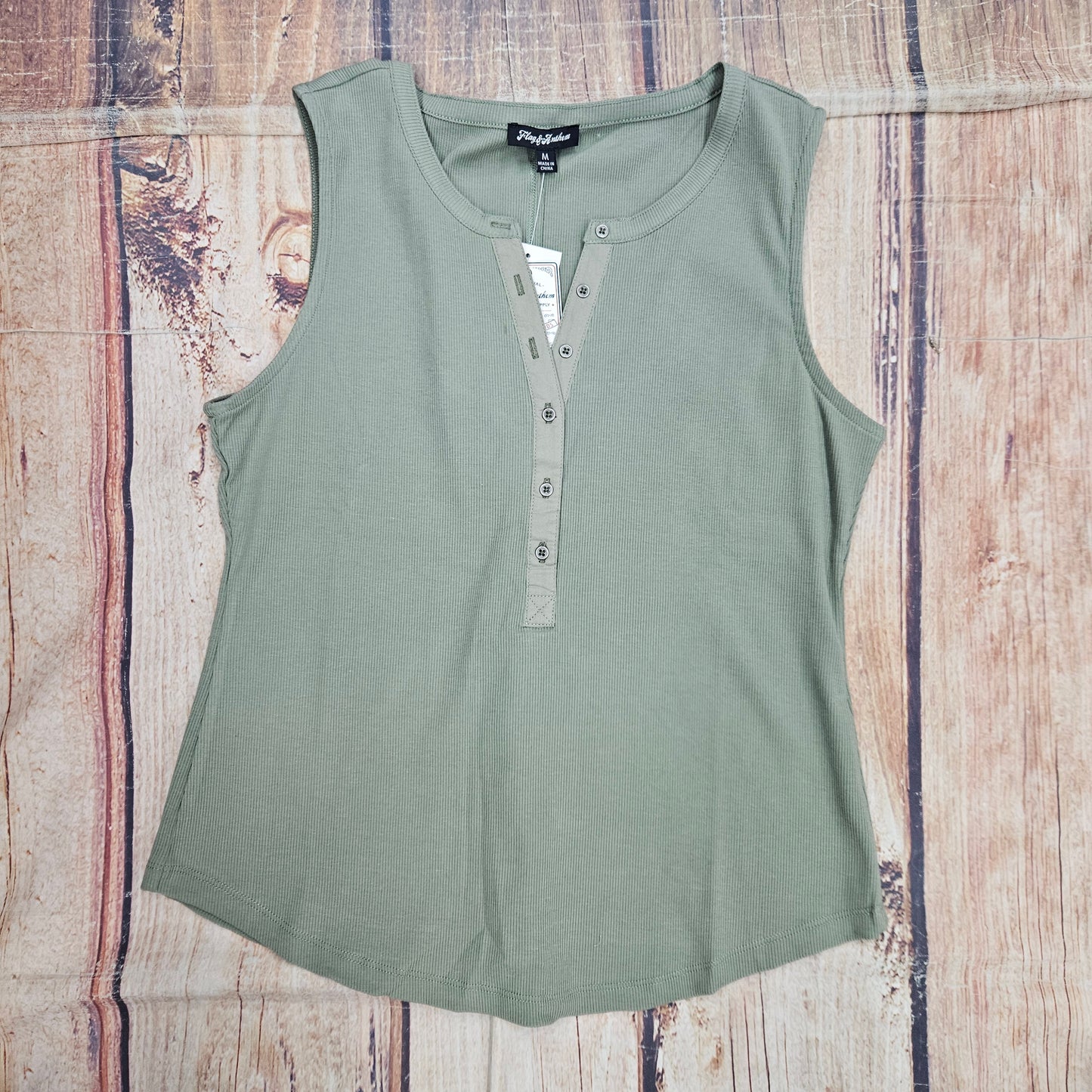 FLAG AND ANTHEM DENNING HENLEY TANK TOP SAGE SP25KT7347W