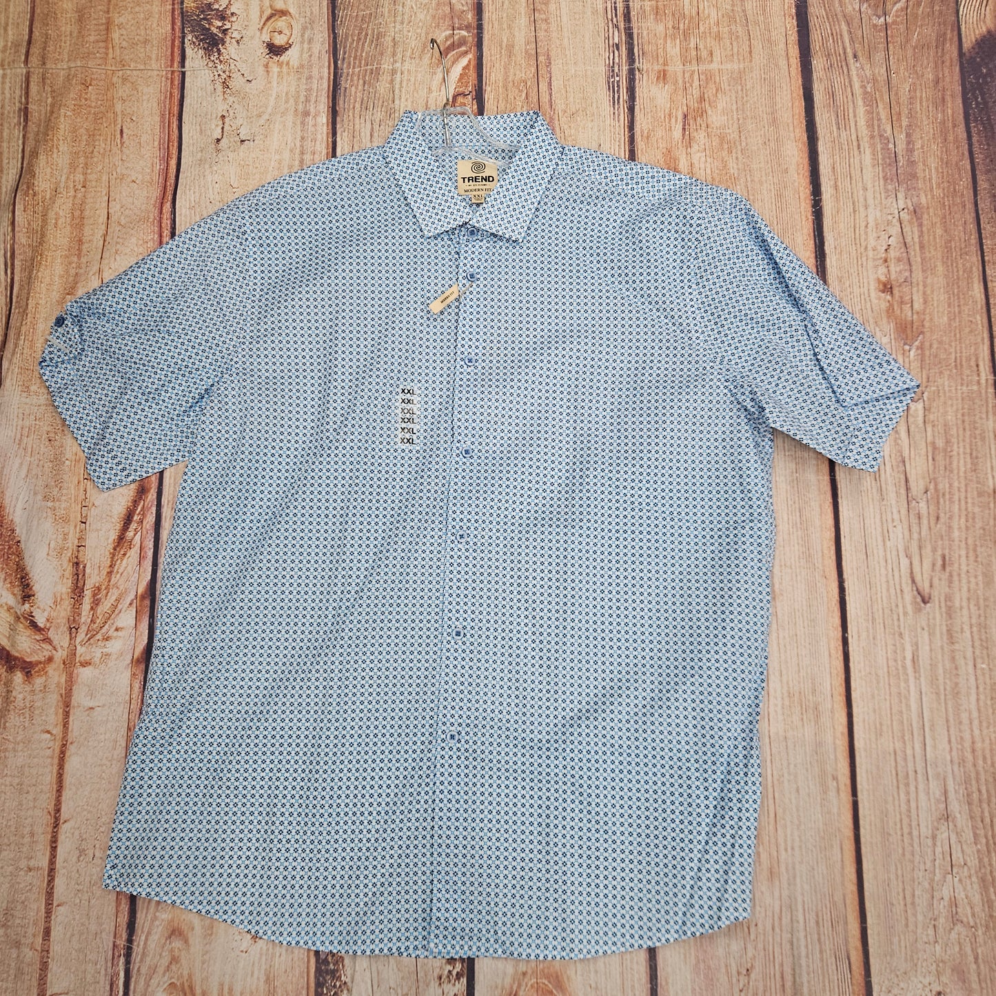 CLEARANCE FX FUSHION TREND SS DIAMOND GEO PRINT BLUE/WHITE T1117