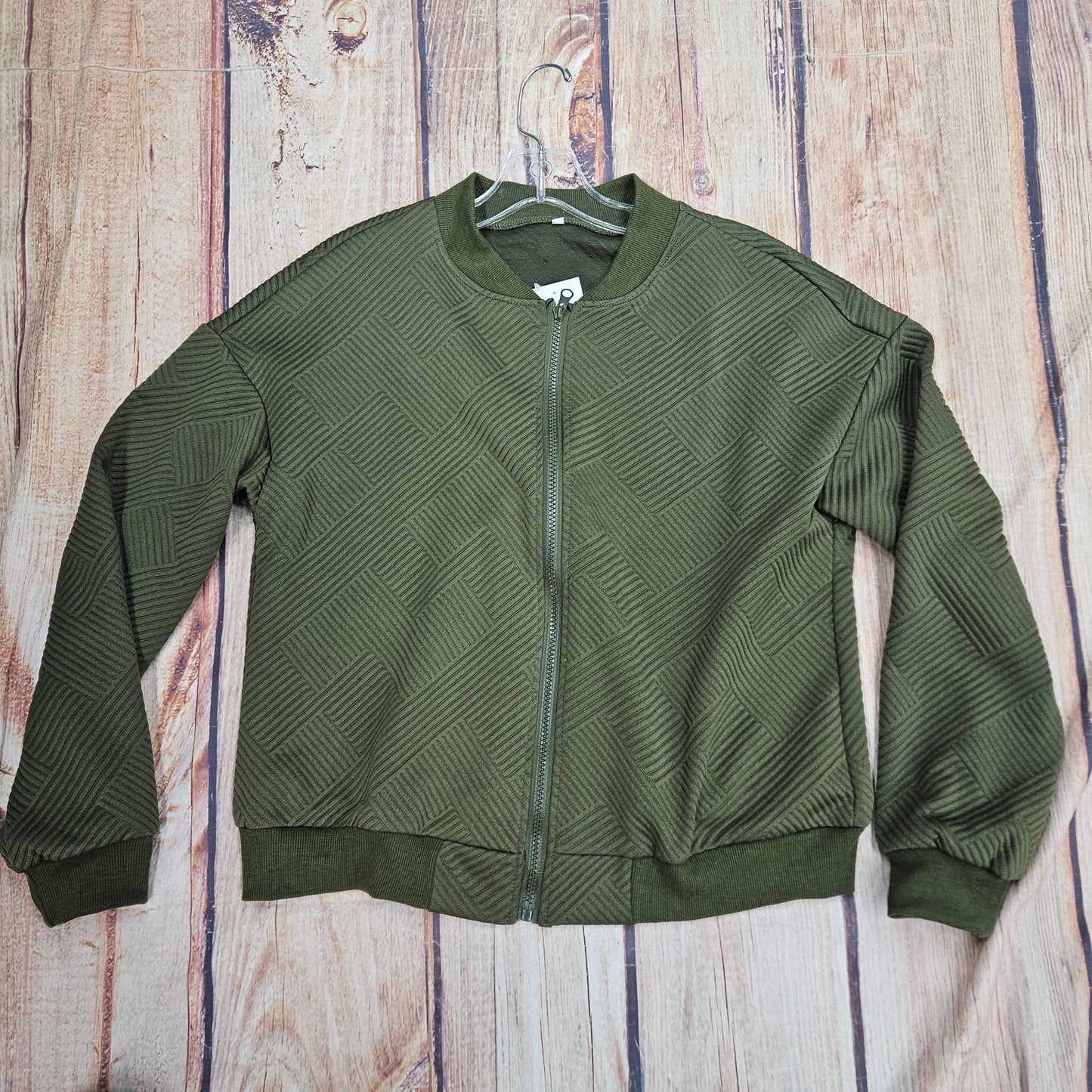 WHOLESALESIR SOLID GREEN ZIPPER JACKET 5026
