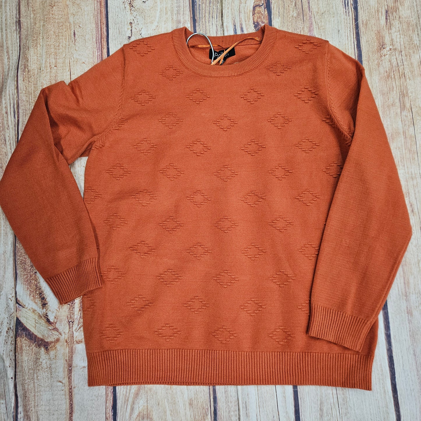 PAPILLION ORANGE DIAMOND KNIT SWEATER ST19247