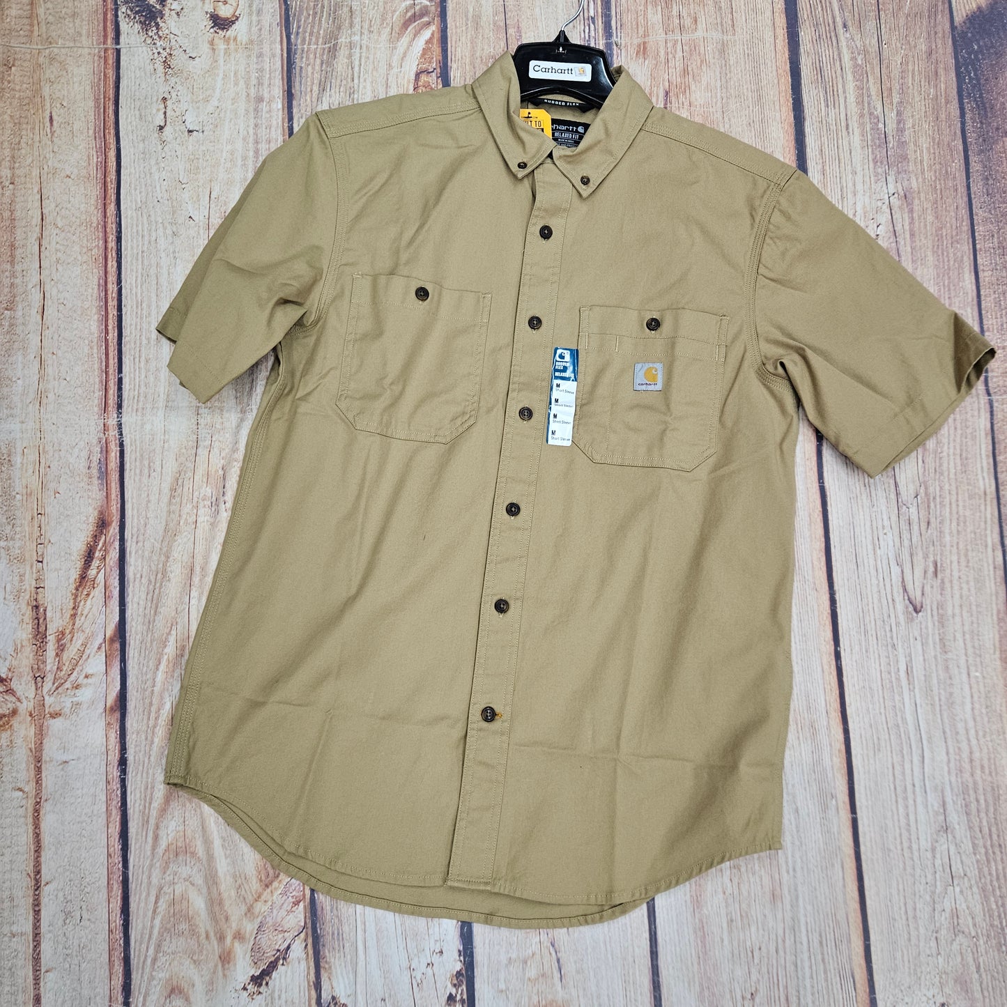 CARHARTT RUGGED FLEX RELAXED FIT MIDWEIGHT CANVAS SHORT-SLEEVE SHIRT 103555