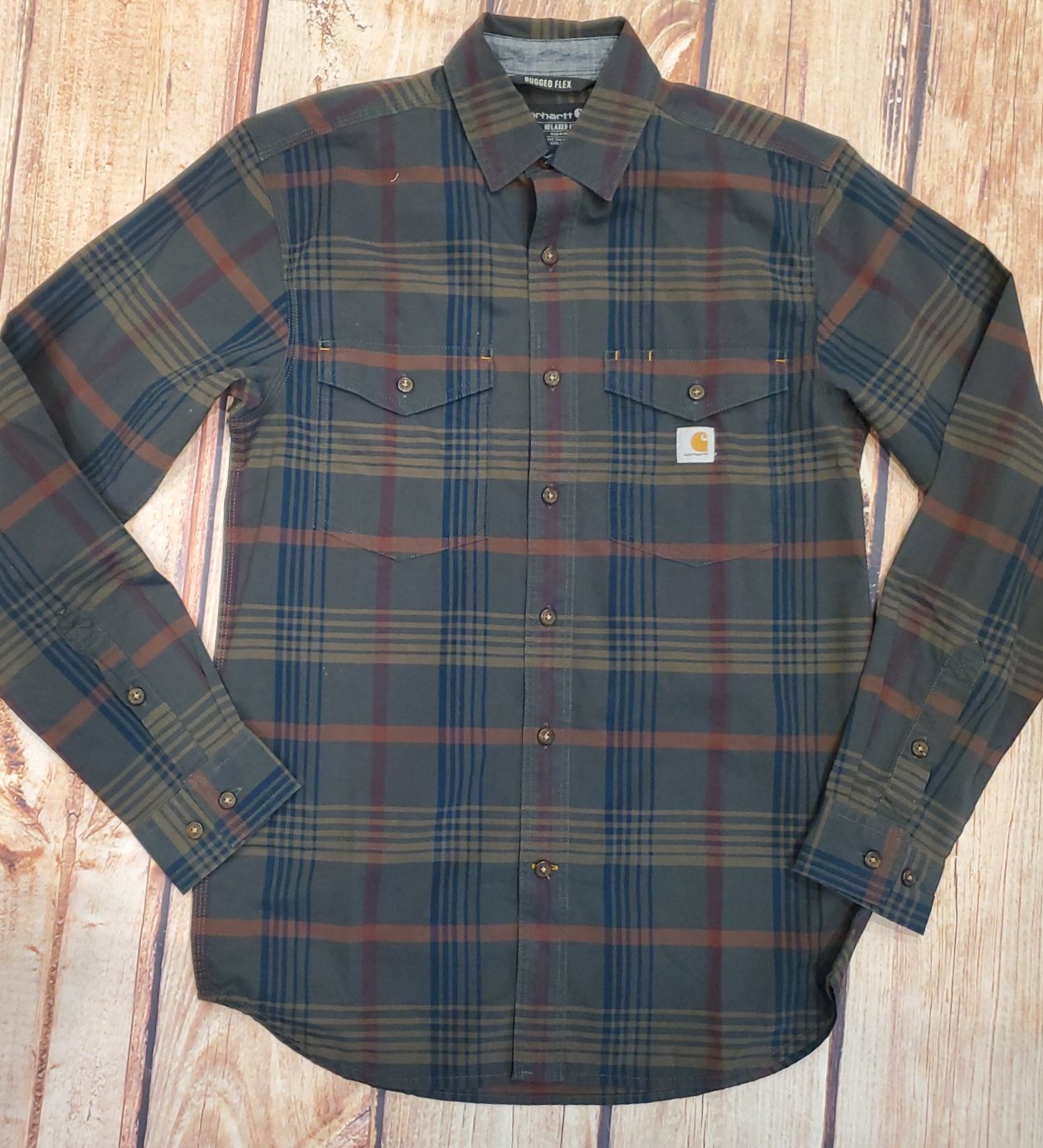 CARHARTT RUGGED FLEX RELAXED FIT LIGHTWEIGHT LONG-SLEEVE PLAID SHIRT 105437