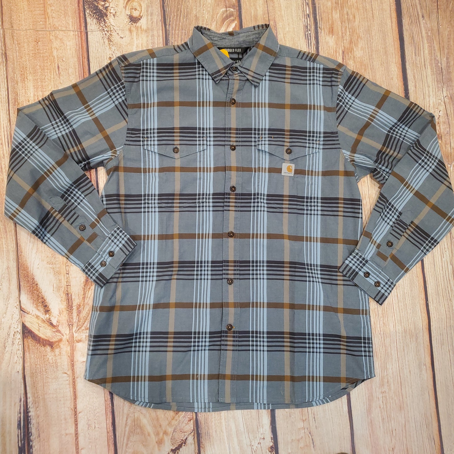 CARHARTT RUGGED FLEX RELAXED FIT LIGHTWEIGHT LONG-SLEEVE PLAID SHIRT 105437