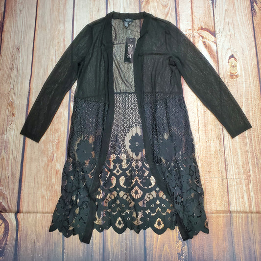 PAPILLON MESH LACE CARDIGAN WITH LACE DETAIL