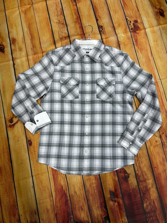 FLAG AND ANTHEM MENS BLUFFS LS OUTDOOR PERFORMANCE WESTERN SHIRT FA25WS2906 GRYWHT