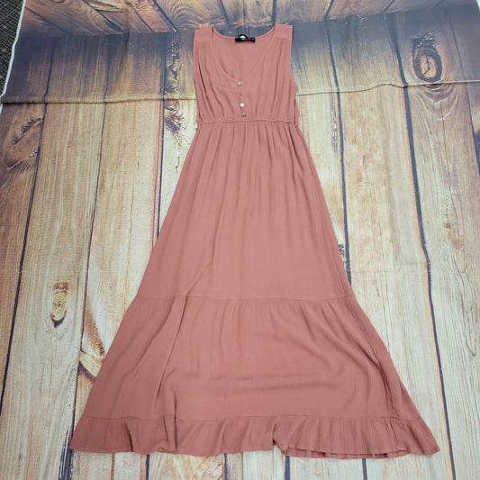 PAPILLON NIMI K CRINKLE MIDI RUFFLE HEM DRESS-ROSEWOOD