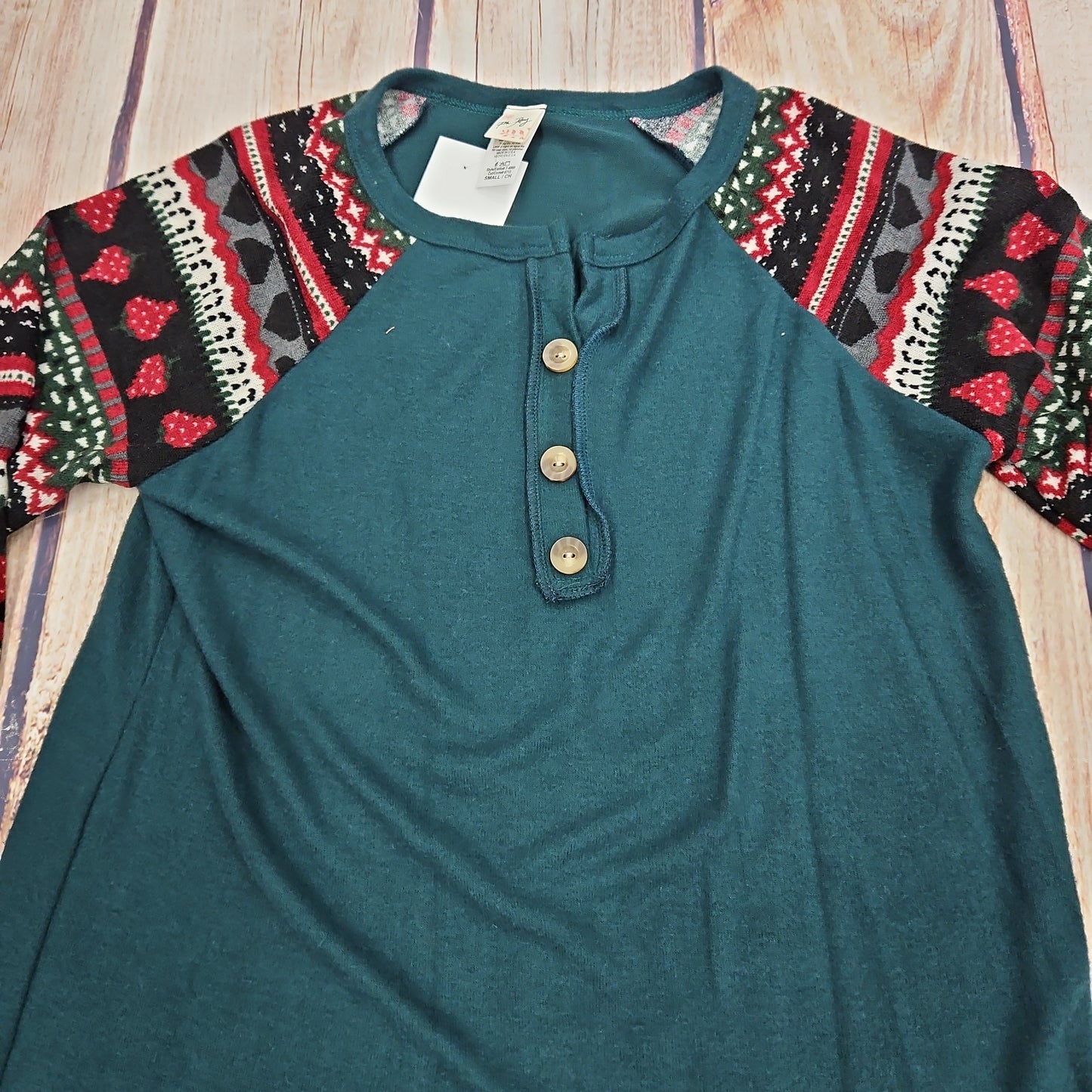 7TH RAY HUNTER GREEN PULLOVER W/ PRINTED SLEEVE