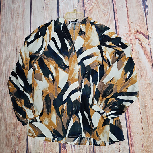 PAPILLON MULTI COLOR ABSTRAT BUTTON UP BLOUSE