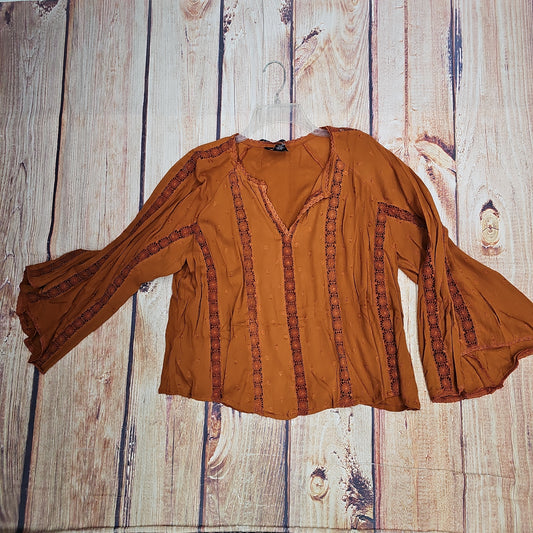 CLEARANCE ANGIE LONG SLEEVE V NECK TOP CARMEL F2846-ASIS