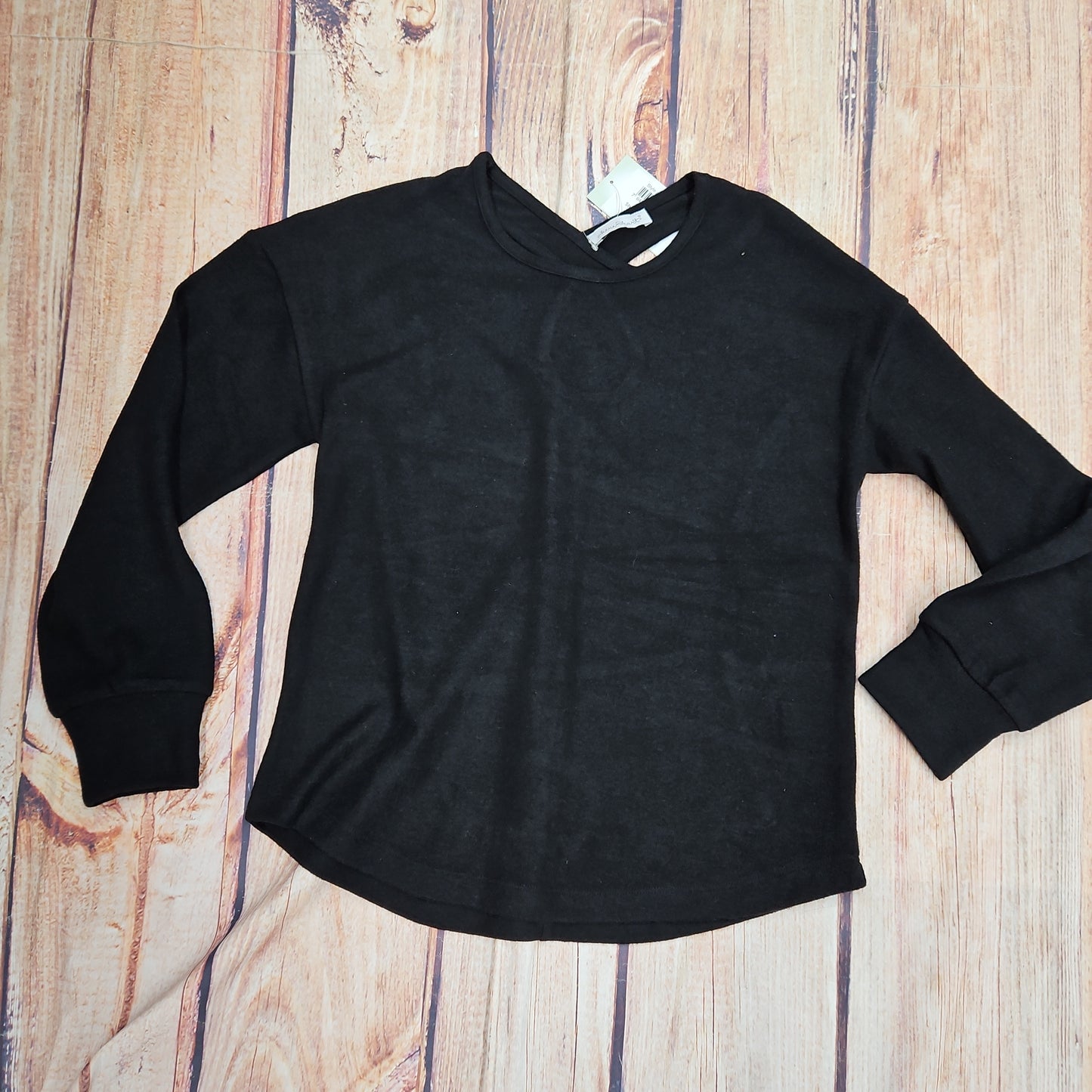 KEREN HART BLACK PULLOVER SWEATER CRISS CROSS LONG SLEEVE 55001