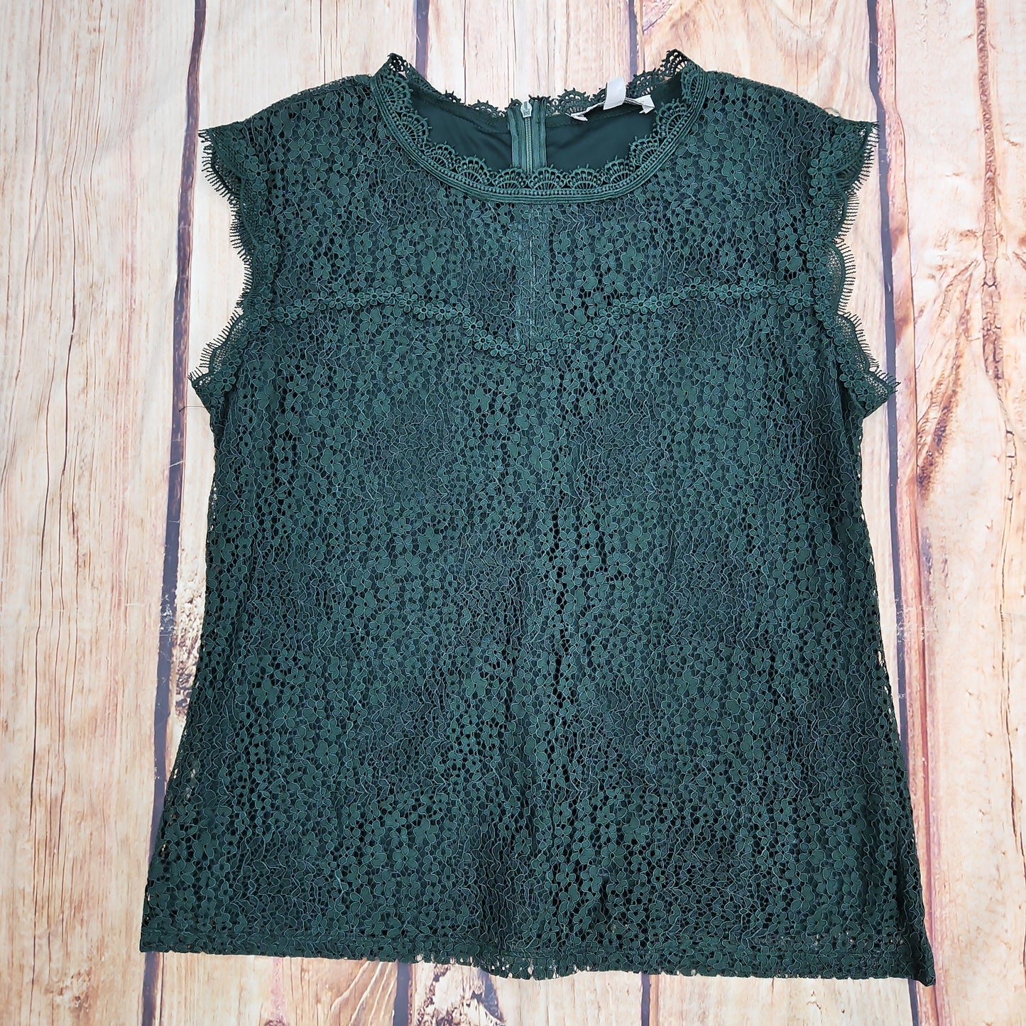 KEREN HART HUNTER GREEN LACE BLOUSE