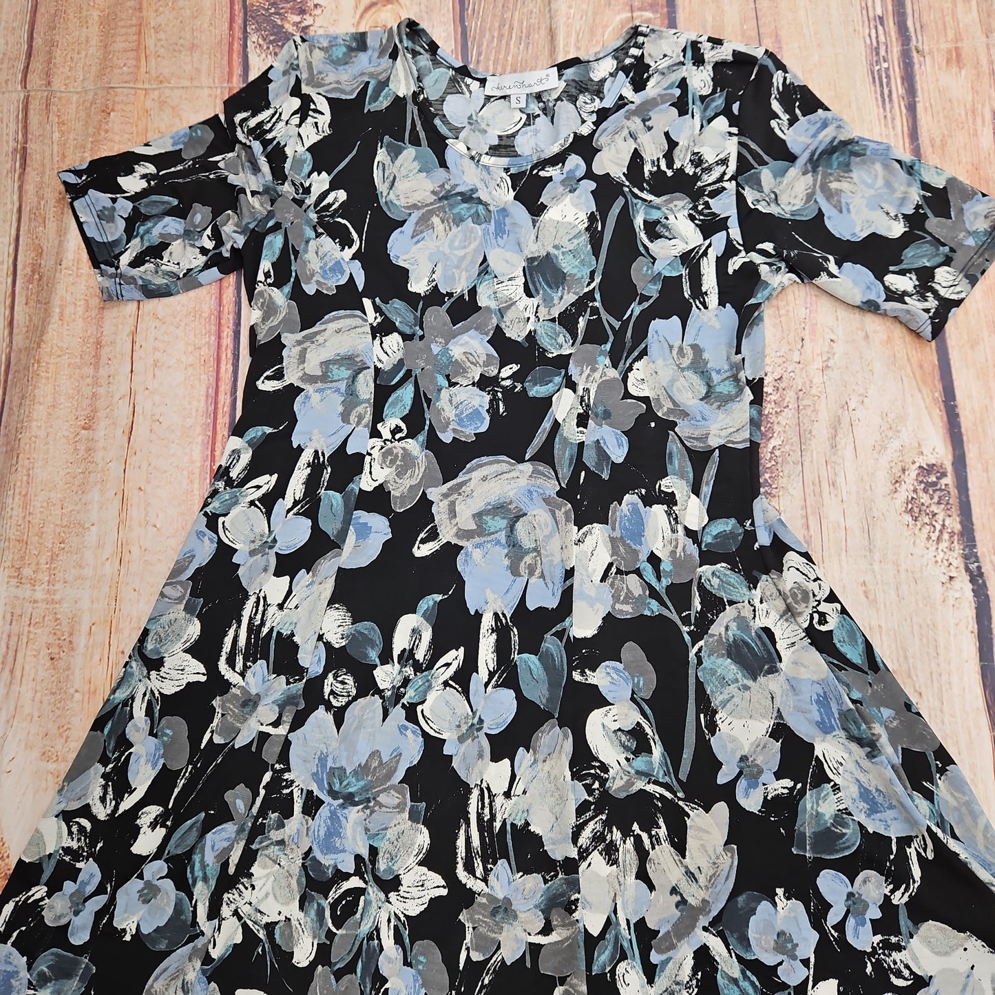 KEREN HART BLACK FLORAL SHORTSLEEVE DRESS