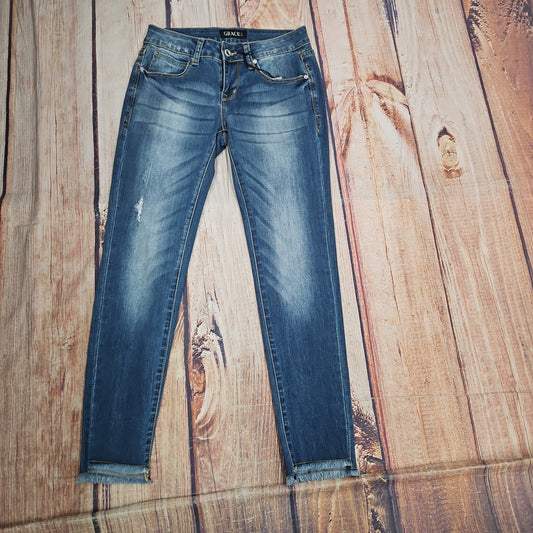 GRACE JUNIOR DENIM FRAY ON BOTTOM HEM