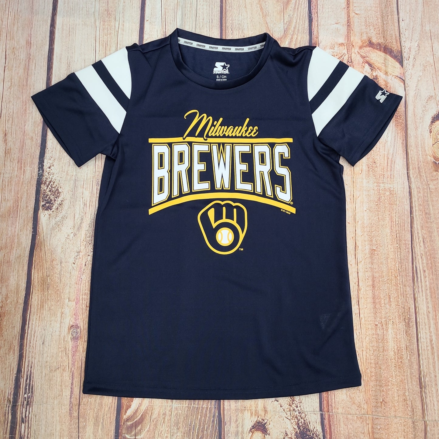 G-III WOMENS MILWAUKEE BREWER KNIT PULLOVER JERSEY