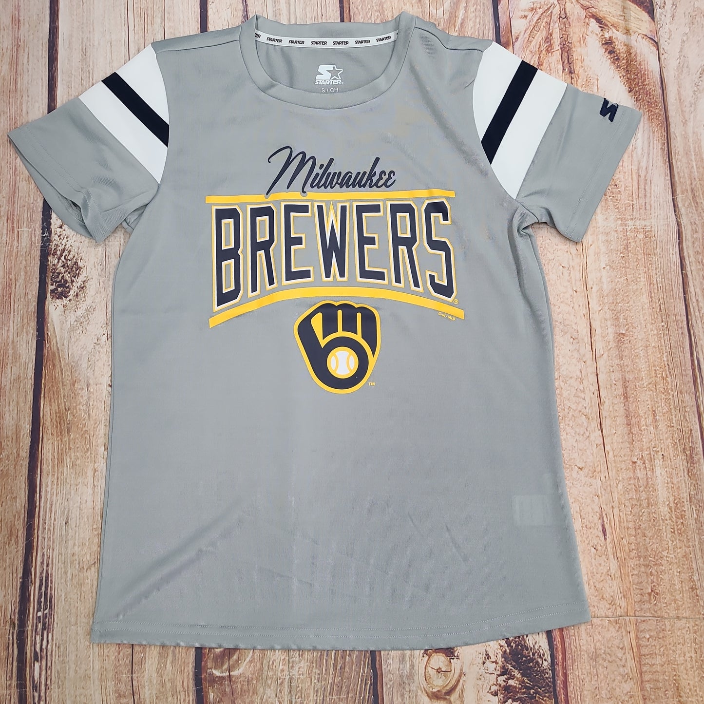 G-III WOMENS MILWAUKEE BREWER KNIT PULLOVER JERSEY