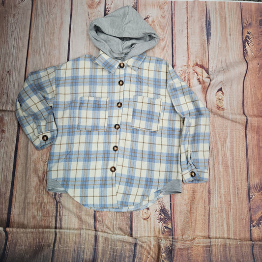 ASHLEY HOODED PLAID SKY BLUE